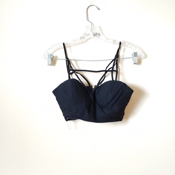 Charlotte Russe Tops - *SOLD CR Black Caged Strappy Crop Top XS